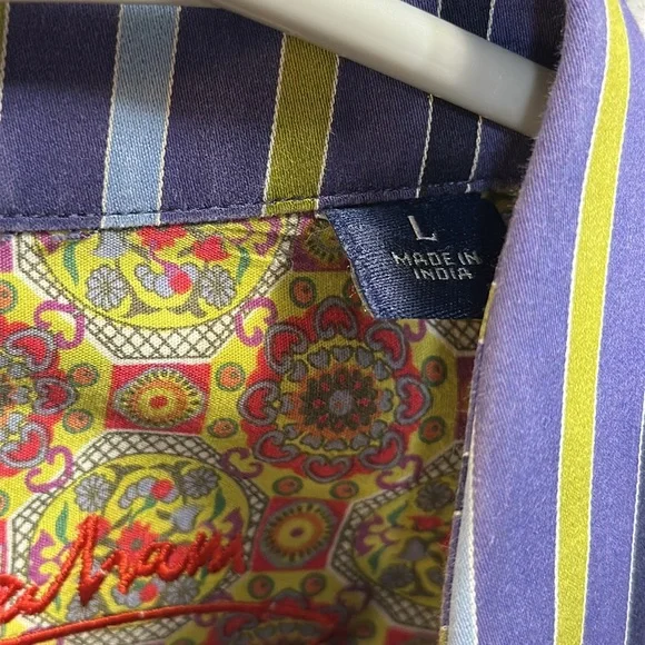 Robert Graham purple blue striped button down shirt Large - Picture 6 of 6